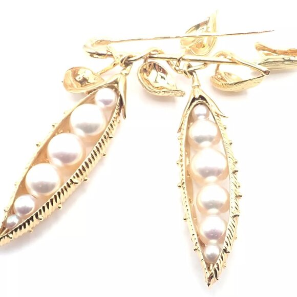 Authentic! Tiffany & Co Schlumberger Peapod 18k Yellow Gold Pearl Pin Brooch - Picture 6 of 8